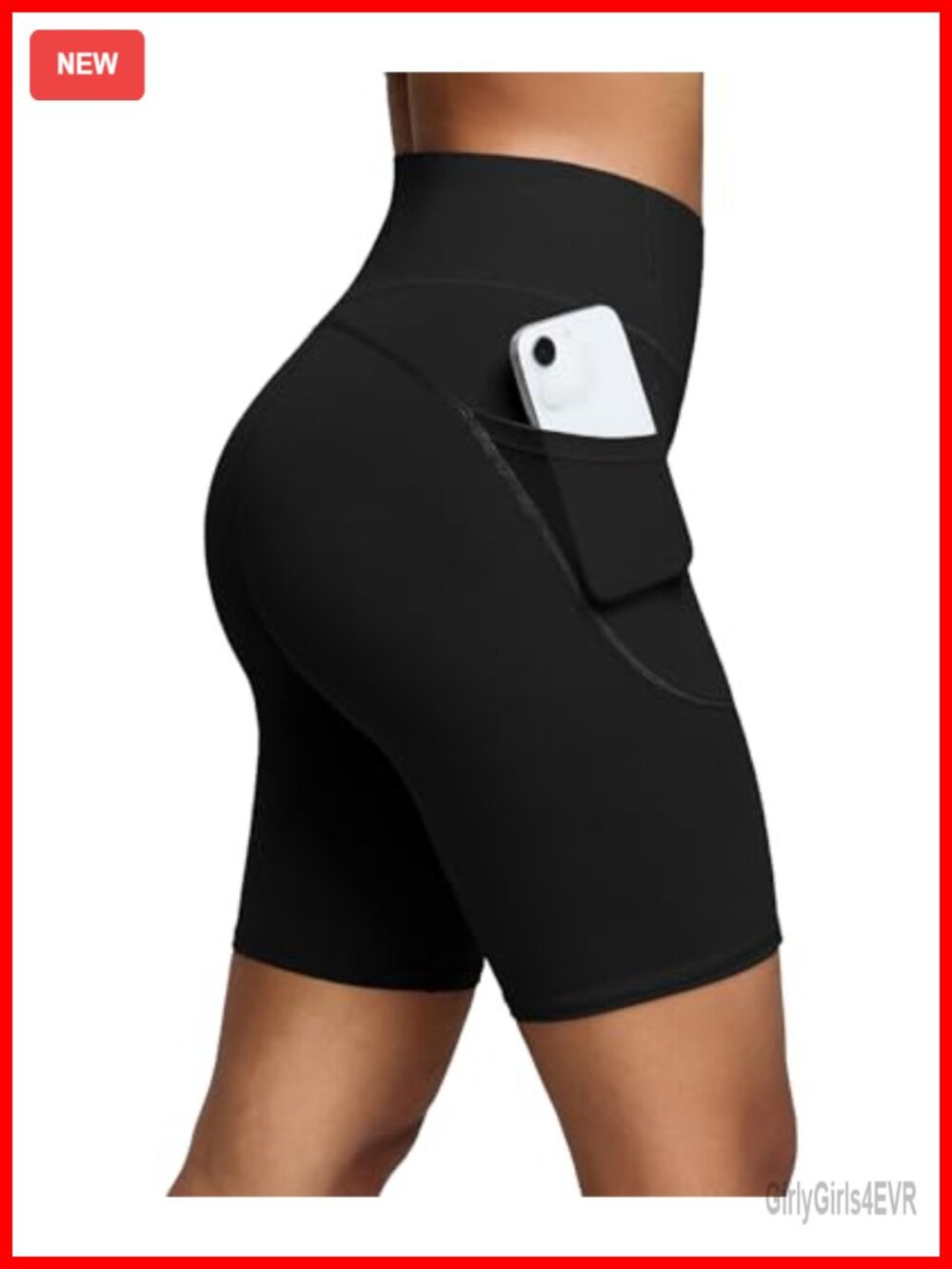 High Waisted Biker Shorts with Pockets 8" No Front Seam Compression Yoga